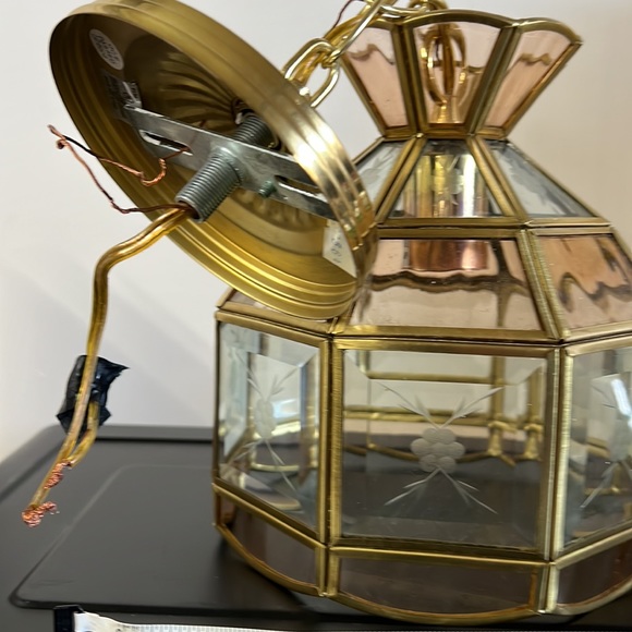 Vintage Hangging Ceiling Light Glass And Metal - Picture 6 of 14